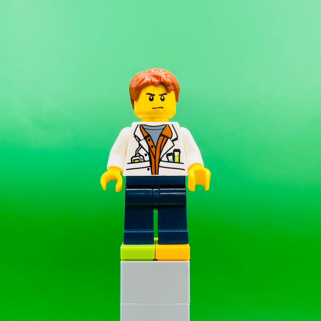 LEGO Promotional Minifigure City Jungle Scientist - White Lab Coat with test Tubes, Dark blue Pants col309