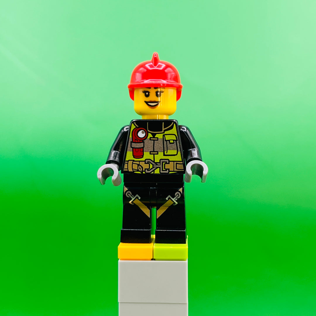 LEGO City Minifigure Fire - Female, Reflective Stripes with Utility Belt cty1596