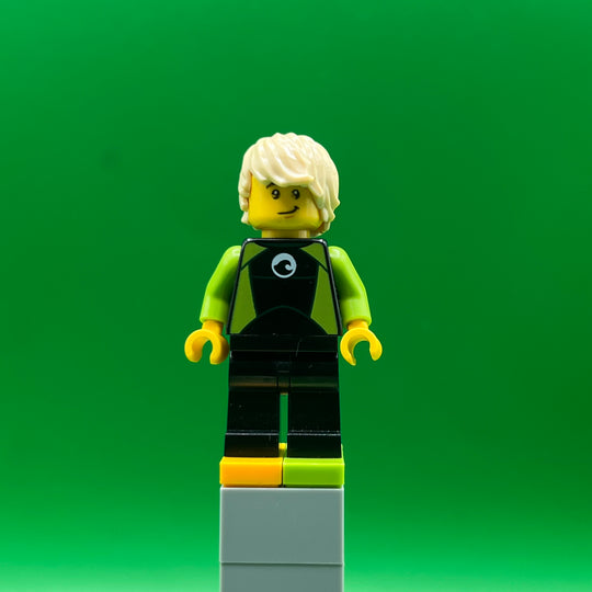 LEGO City Minifigure Coast Guard City - Surfer in Black and Lime Wetsuit cty0811