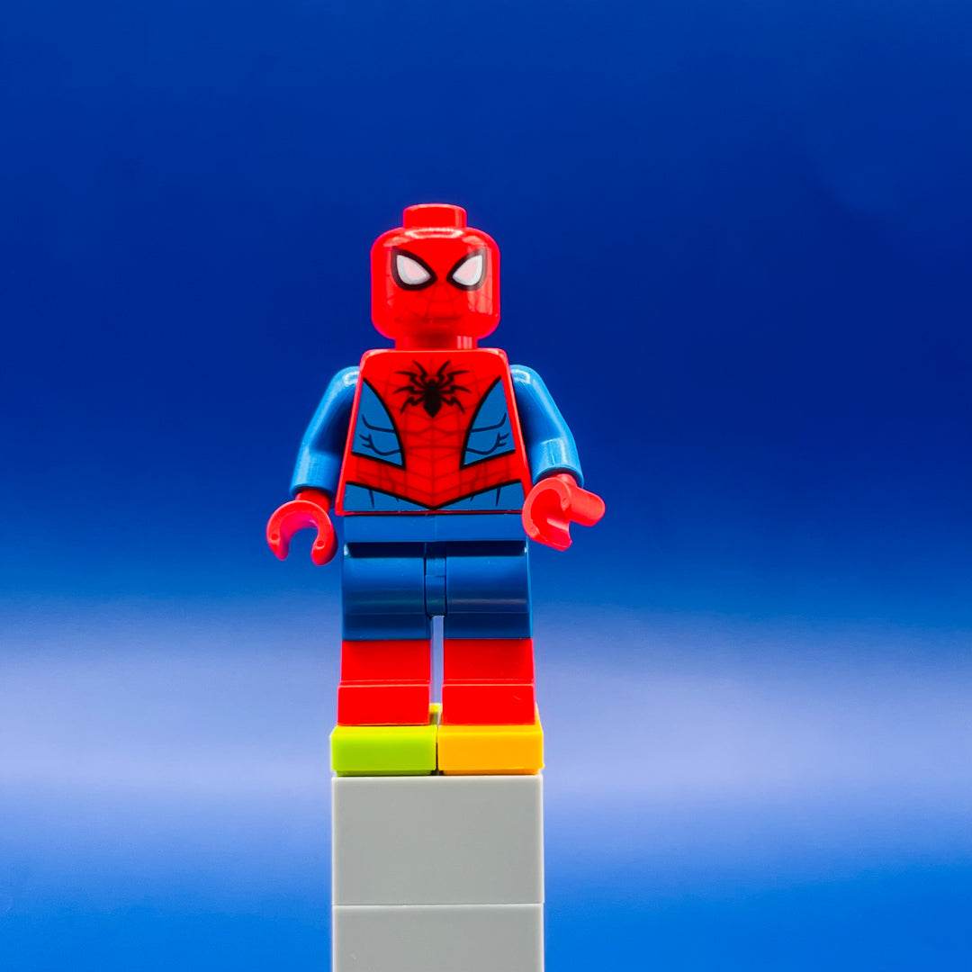 LEGO Marvel Super Heroes Minifigure Spider-Man - Dark Red Web Pattern, Blue Legs sh0546