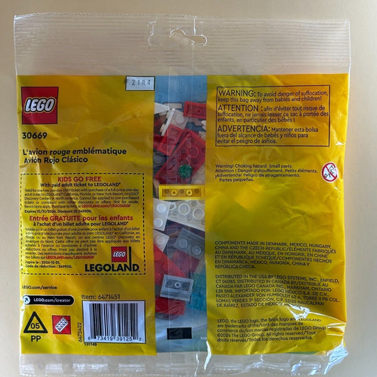 LEGO Creator Minifigure 3 in 1 Iconic Red Plane - Polybag 30669