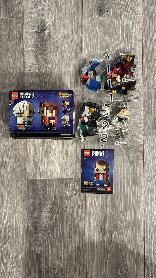 LEGO BRICKHEADZ: Marty McFly & Doc Brown (41611) SEALED BAGS, OPEN BOX