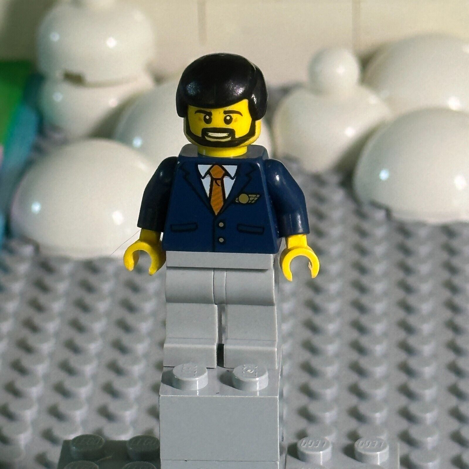 LEGO City Steward - Male, Black Hair, Dark Blue Suite cty1190