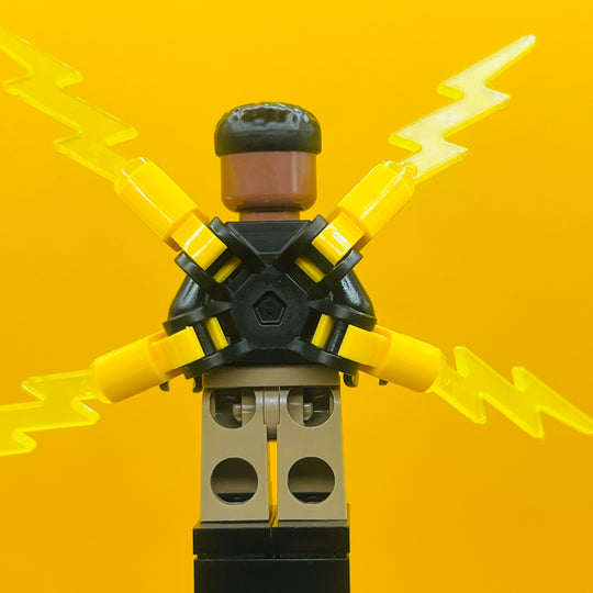 LEGO Marvel Super Heroes Minifigure Electro - Black and Dark Tan Outfit, Medium Brown Head sh0945