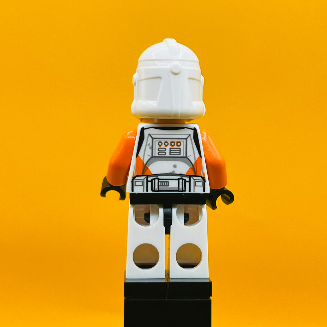 LEGO Star Wars Minifigure Clone Trooper, 212th Attack Battalion (Phase 2) -Orange Arms, Dirt Stains, Scowl, No helmet wholes sw0522