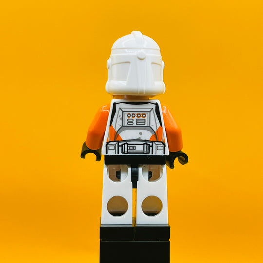 LEGO Star Wars Minifigure Clone Trooper, 212th Attack Battalion (Phase 2) -Orange Arms, Dirt Stains, Scowl, No helmet wholes sw0522