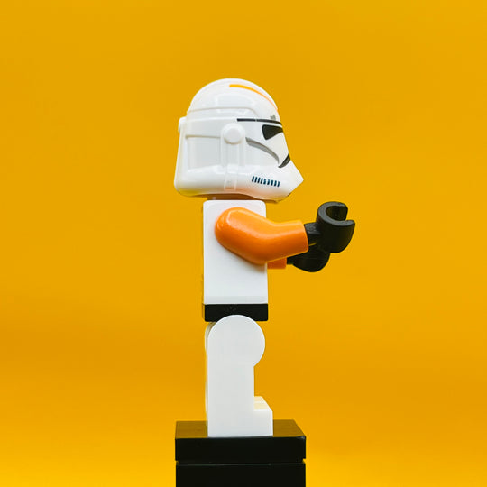 LEGO Star Wars Minifigure Clone Trooper, 212th Attack Battalion (Phase 2) -Orange Arms, Dirt Stains, Scowl, No helmet wholes sw0522