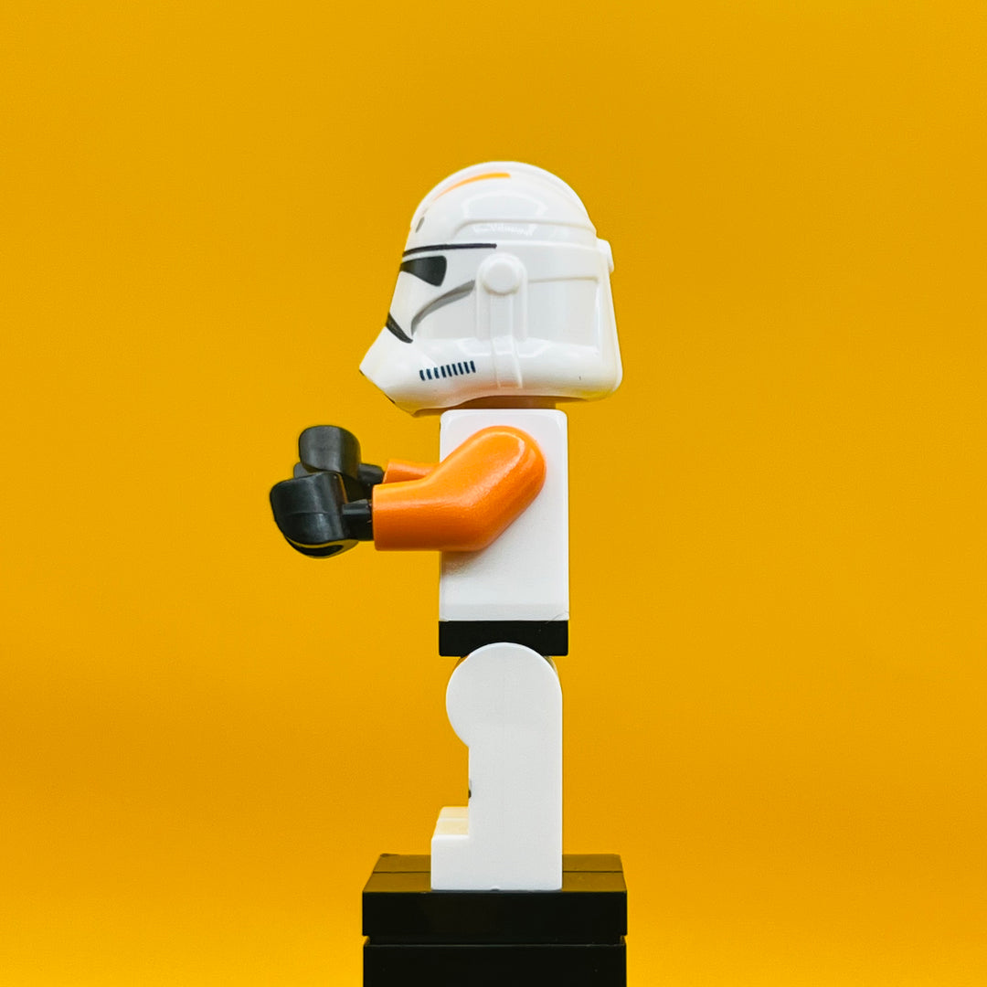 LEGO Star Wars Minifigure Clone Trooper, 212th Attack Battalion (Phase 2) -Orange Arms, Dirt Stains, Scowl, No helmet wholes sw0522
